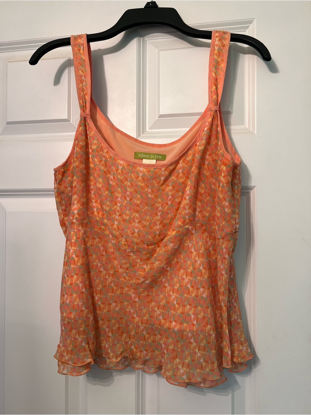 Sigrid Olsen Orange Multi-Print Sleeveless Camisole
